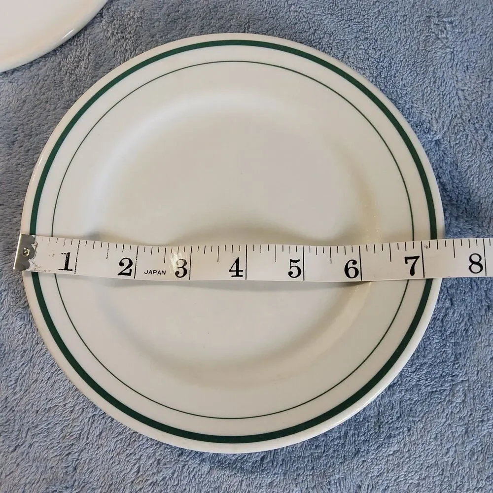 3 Vintage Restaurantware OPCo Syracuse China Green Banded Dessert Plates 7.25